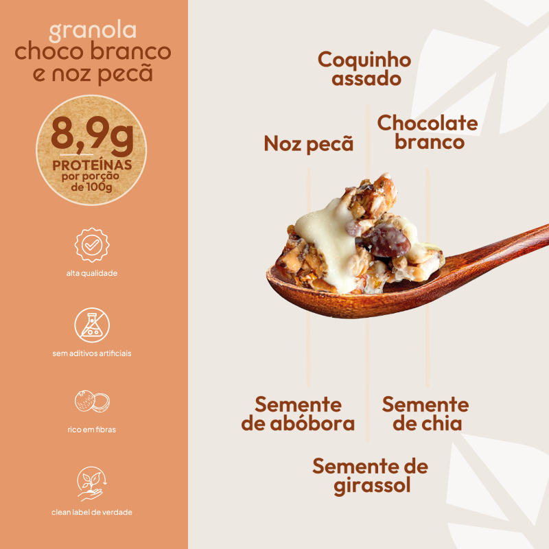 Kit Granola Proteica Choco Branco e Noz Pecã 30g